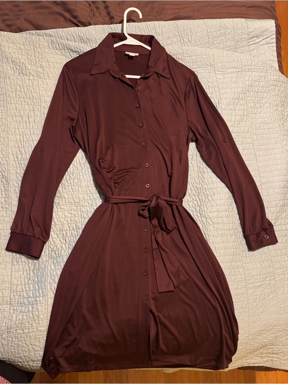 LuLaRoe Long Sleeve Button-Front Dress in Plum Brown